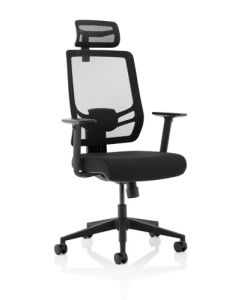 Ergo Twist Chair Black Fabric Seat Mesh Back with Headrest KC0298