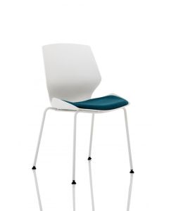 Florence White Frame Visitor Chair in Maringa Teal KCUP1538