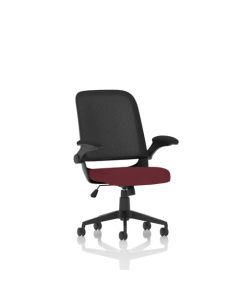 Crew Mesh Back Task Operator Office Chair Bespoke Fabric Seat Ginseng Chilli With Folding Arms - KCUP2017