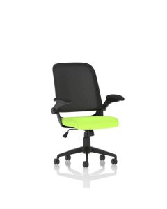 Crew Mesh Back Task Operator Office Chair Bespoke Fabric Seat Myrrh Green With Folding Arms - KCUP2019