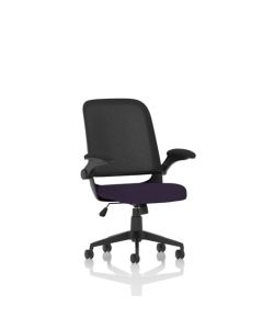 Crew Mesh Back Task Operator Office Chair Bespoke Fabric Seat Tansy Purple With Folding Arms - KCUP2023