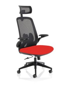 Sigma Executive Mesh Back Office Chair Bespoke Fabric Seat Bergamot Cherry With Folding Arms - KCUP2024
