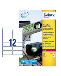 Avery Laser Heavy Duty Label 99.1x42.3mm 12 Per A4 Sheet White (Pack 240 Labels) L4776-20