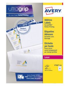 Avery Laser Address Label 63.5x72mm 12 Per A4 Sheet White (Pack 3000 Labels) L7164-250