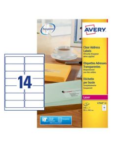 Avery Laser Address Label 99x38mm 14 Per A4 Sheet Clear (Pack 350 Labels) L7563-25