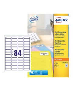 Avery Laser Mini Label 46x11mm 84 Per A4 Sheet White (Pack 8400 Labels) L7656-100