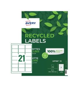 Avery Laser Recycled Address Label 63.5x38.1mm 21 Per A4 Sheet White (Pack 315 Labels) LR7160-15