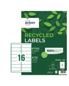 Avery Laser Recycled Address Label 99.1x33.9mm 16 Per A4 Sheet White (Pack 1600 Labels) LR7162-100