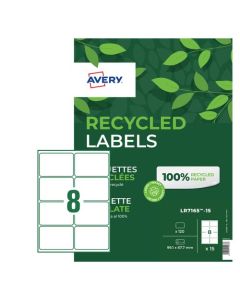 Avery Laser Recycled Address Label 99.1x67.7mm 8 Per A4 Sheet White (Pack 120 Labels) LR7165-15