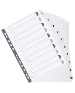 Exacompta Index 1-10 A4 160gsm Card White with White Mylar Tabs - MWD1-10Z