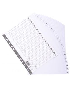 Exacompta Index 1-20 A4 Extra Wide 160gsm Card White with White Mylar Tabs - MWD1-20Z-EW