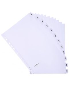 Exacompta Index Jan-Dec A4 160gsm Card White with White Mylar Tabs - MWDJ-DZ