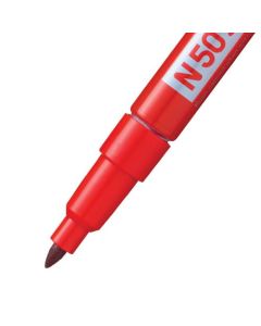 Pentel N50S Permanent Marker Fine Bullet Tip 0.5-1mm Line Red (Pack 12) - N50S-B