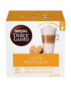 Nescafe Dolce Gusto Latte Macchiato Coffee 16 Capsules (Pack 3) - 12416323