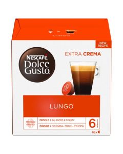 Nescafe Dolce Gusto Lungo Coffee 16 Capsules (Pack 3) - 12562075