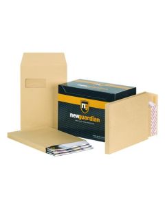 New Guardian Pocket Gusset Envelope C4 Peel and Seal Window Power-Tac 25mm Gusset 130gsm Manilla (Pack 100) - J27366