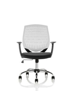 Dura Medium Back Task Operator Office Chair With Arms White Back/Black Airmesh Seat - OP000022