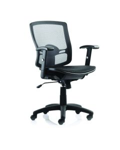 Palma Chair Black Mesh Back Black With Arms OP000104