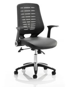 Relay Chair Leather Seat Black Back With Arms OP000117