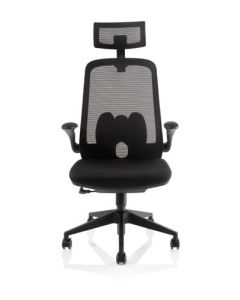 Sigma Executive Mesh Back Office Chair Fabric Seat Black With Folding Arms - OP000320
