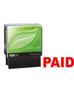 Colop Green Line P20 Self Inking Word Stamp PAID 35x12mm Red Ink - 148232