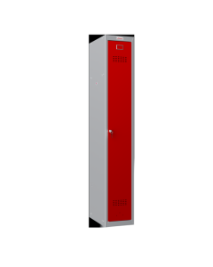 Phoenix PL Series 1 Column 1 Door Personal Locker Grey Body Red Door with Key Lock PL1130GRK