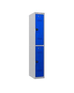 Phoenix PL Series 1 Column 2 Door Personal Locker Grey Body Blue Doors with Combination Locks PL1230GBC