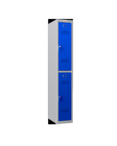 Phoenix PL Series 1 Column 2 Door Personal Locker Grey Body Blue Doors with Key Locks PL1230GBK