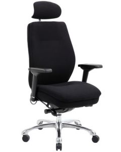 Domino Black Fabric Chair with Headrest PO000066