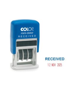 Colop S160/L1 Mini Word and Date Stamp RECEIVED 25x12mm Blue/Red Ink - 105241