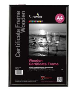 Seco A4 Wooden Certificate Frame Black - WPA4